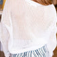 White Chenille BEACH Lettering Hollow Out Knit Casual Sweater