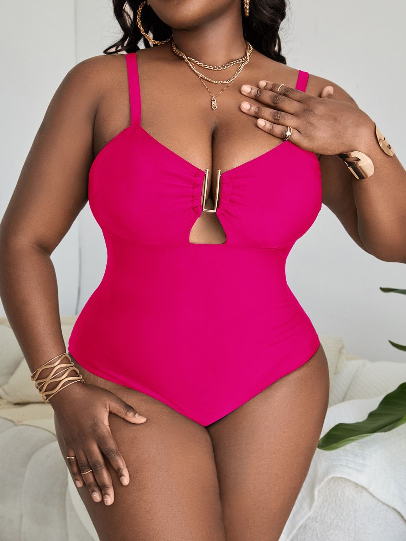 Plus Size One Piece Hollow Swimsuit