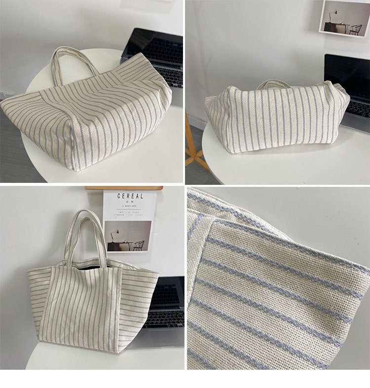 Large Capacity Striped Tote Bag