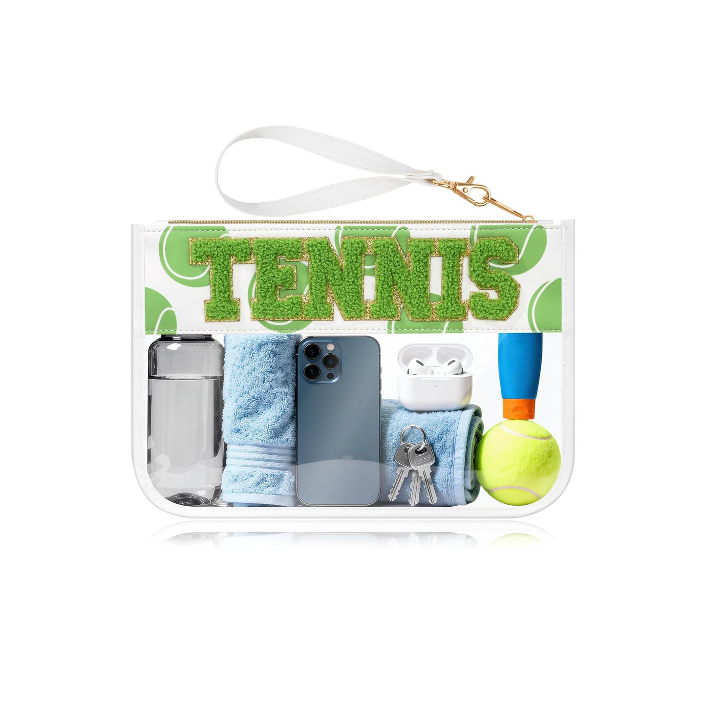 Clear Pouches Featuring Ball Game Glitter Chenille Patches