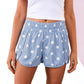 Polka Dot Print Shirred High Waist Casual Shorts