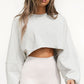 Midriff-Baring Round Neck Sweatshirt T-shirt