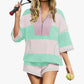 Striped Short-sleeved Oversized Shorts Two-piece Suit