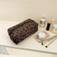 Corduroy Leopard Print Cosmetic Bag