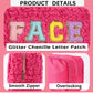 Plush Chenille Embroidered Letter Cosmetic Bag