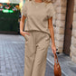 Textured Top and Wide-leg Pants Set
