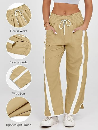 Retro Contrast Side Stripe Wide Leg Track Pants