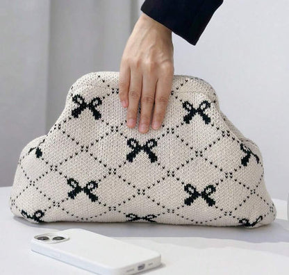 Summer Beach Clutch Purses Woven Crochet Handbags Dumpling Clutch Ruched Cloud Purse