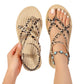 Khaki Leopard Strappy Caged Braided Sole Boho Sandals