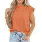 Solid Color High Neck Cap Sleeve Loose Top