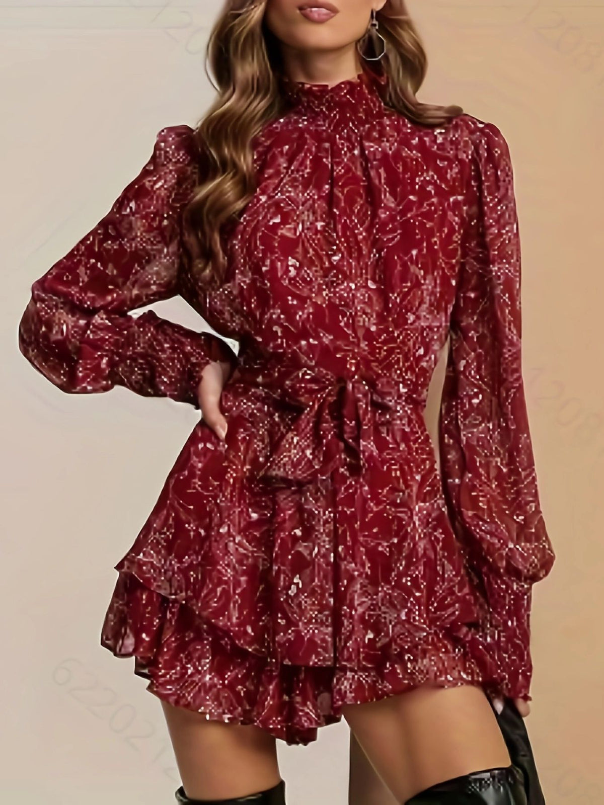 High Waisted Long Sleeved Dress