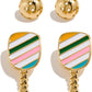 14K Gold Stud Earrings with Sporty Elements