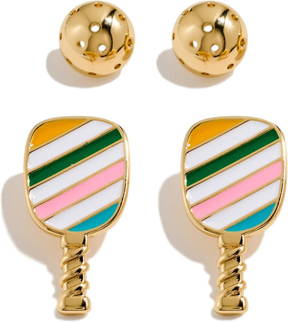14K Gold Stud Earrings with Sporty Elements