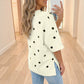 Polka Dot Print Crossed Seam Detail Oversize Tee