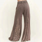 Women's Wide-leg Pants with Leopard Print Waistband