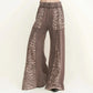 Women's Wide-leg Pants with Leopard Print Waistband