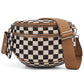 Checkered Crossbody Bag with Detachable Pouch
