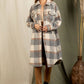 Checkered Lapel Pocket Long Coat