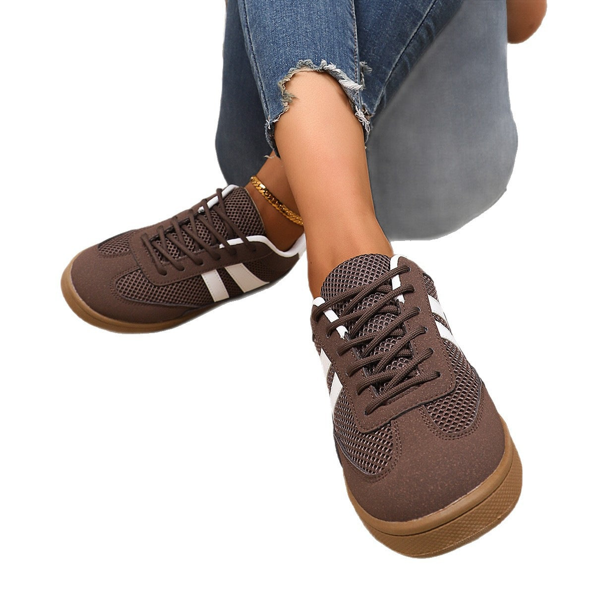 Dexun Women's White Comfortable Flat Shoes