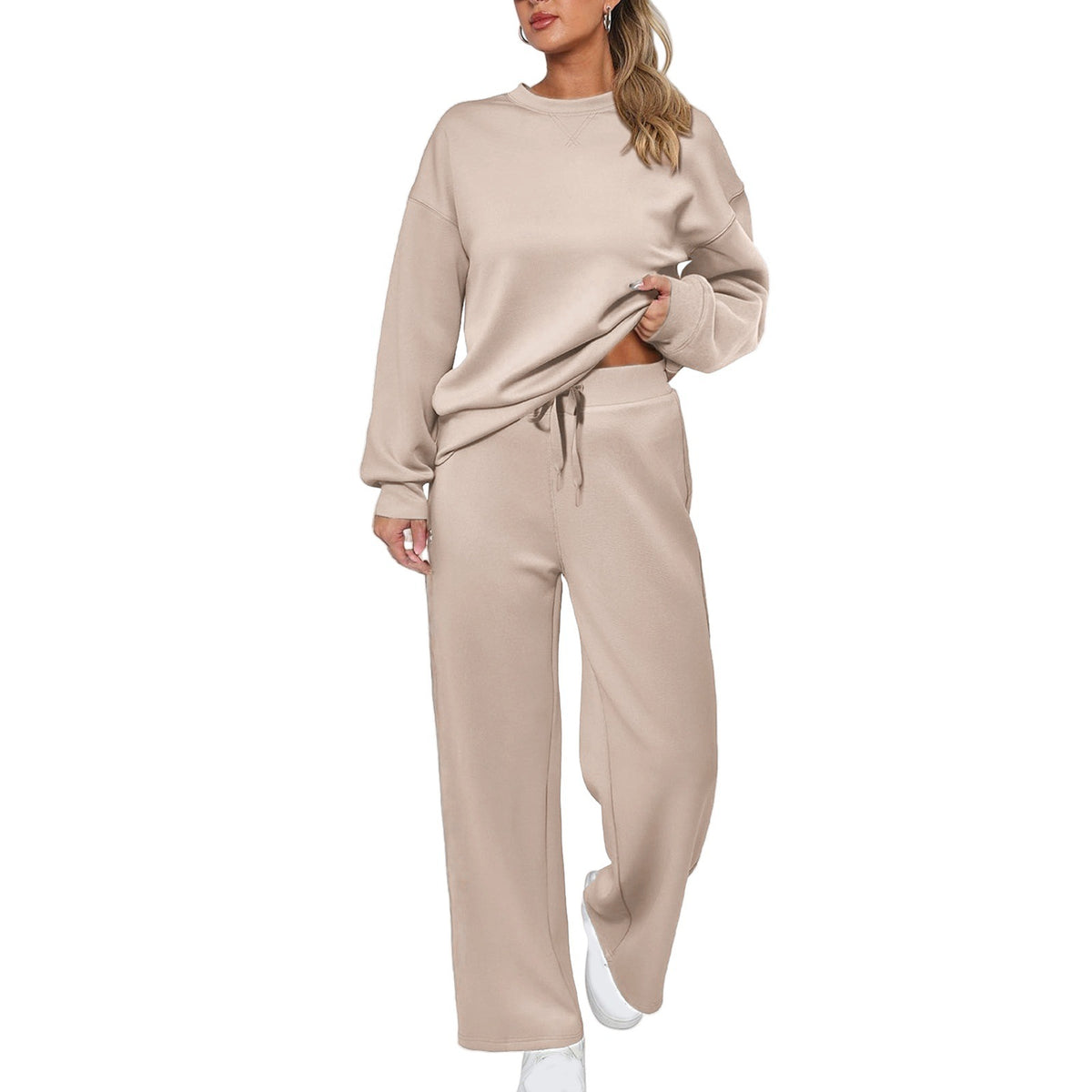 Women's Solid Two-Piece Loungewear Set