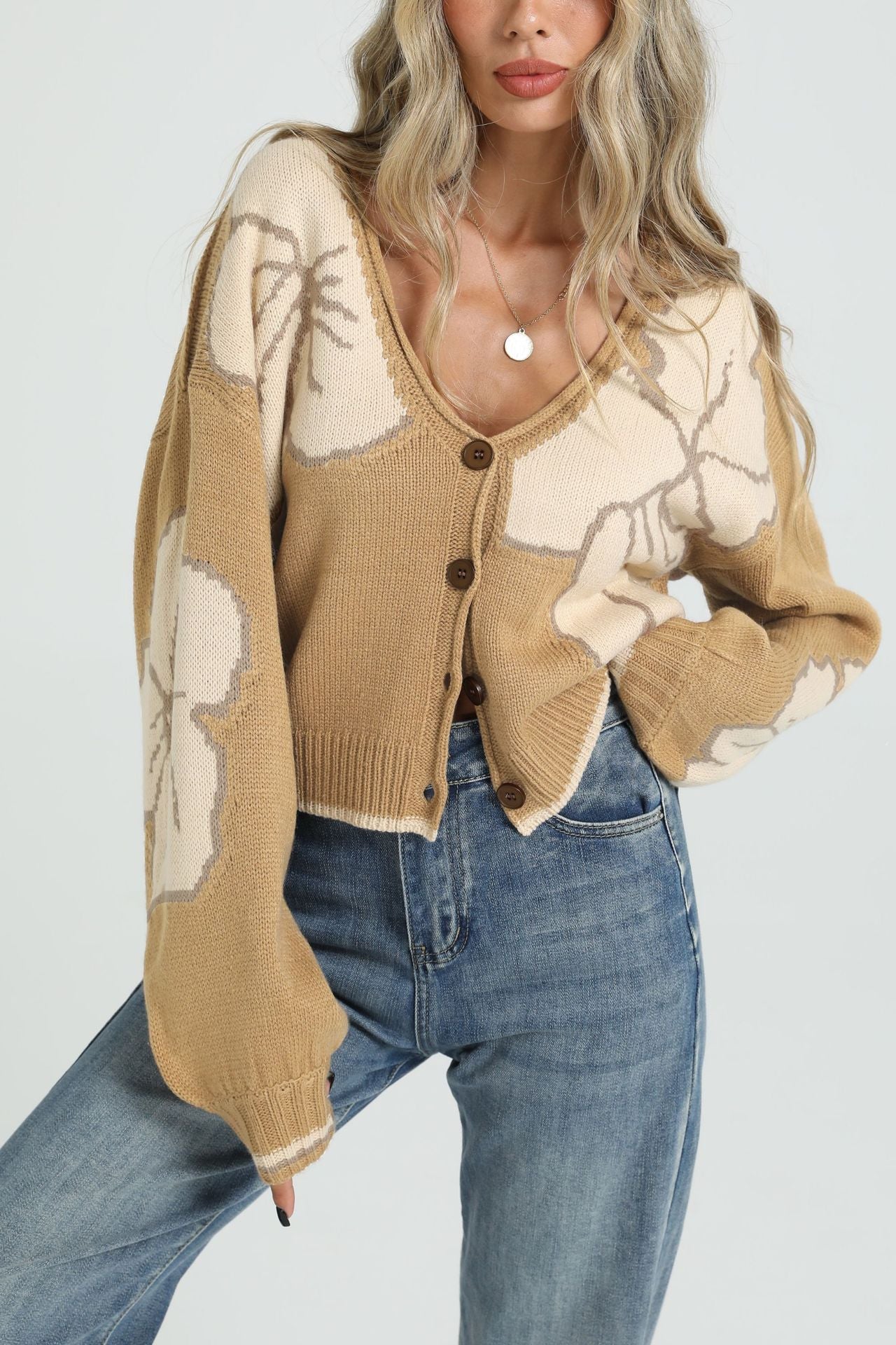 Jacquard Casual Cardigan