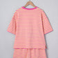 Stripe Drop Shoulder Boxy Casual Terry Short Set