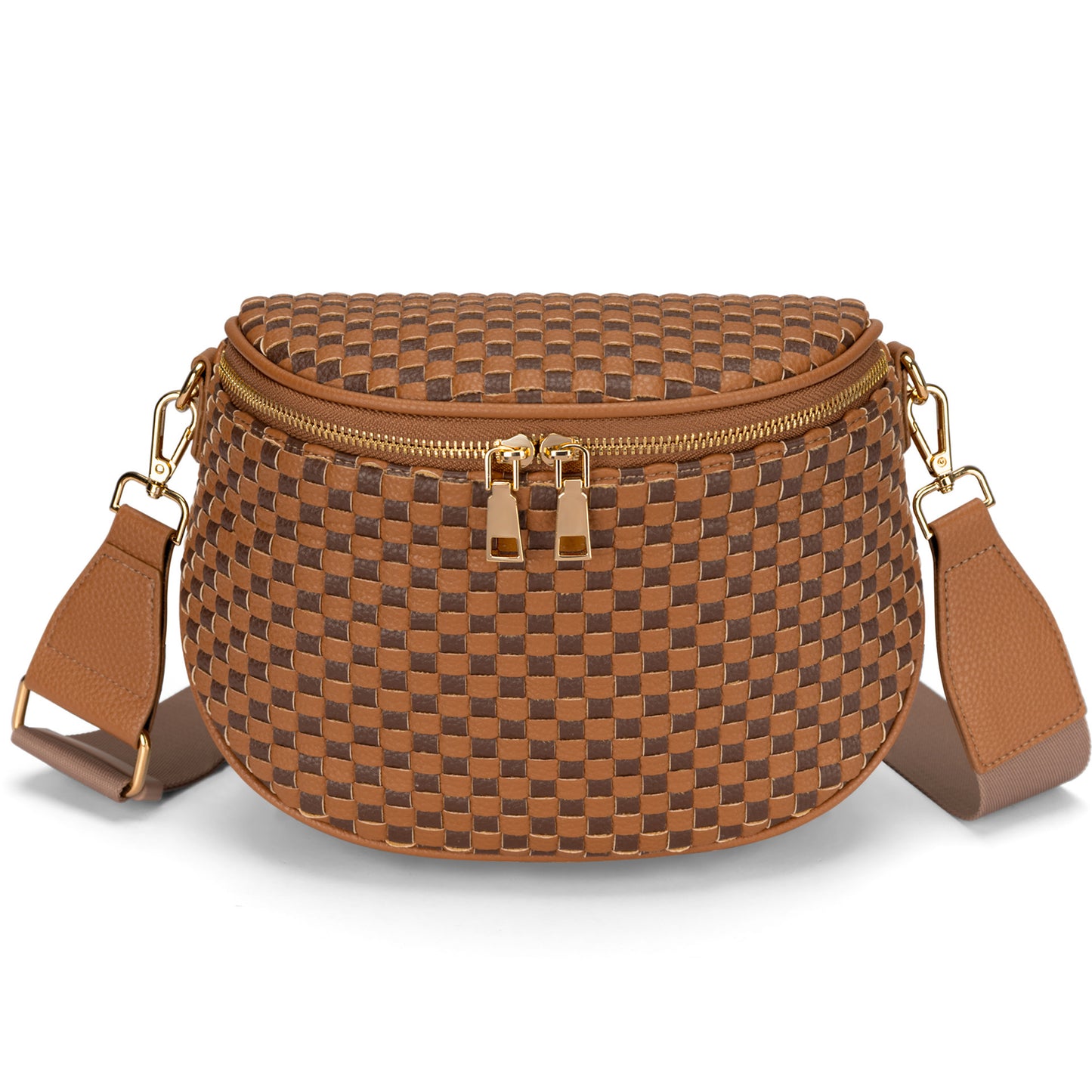 Trendy Woven Checkered Crossbody Bum Bag for Women