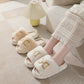 Double D Detail Faux Fur Winter Comfort Slippers