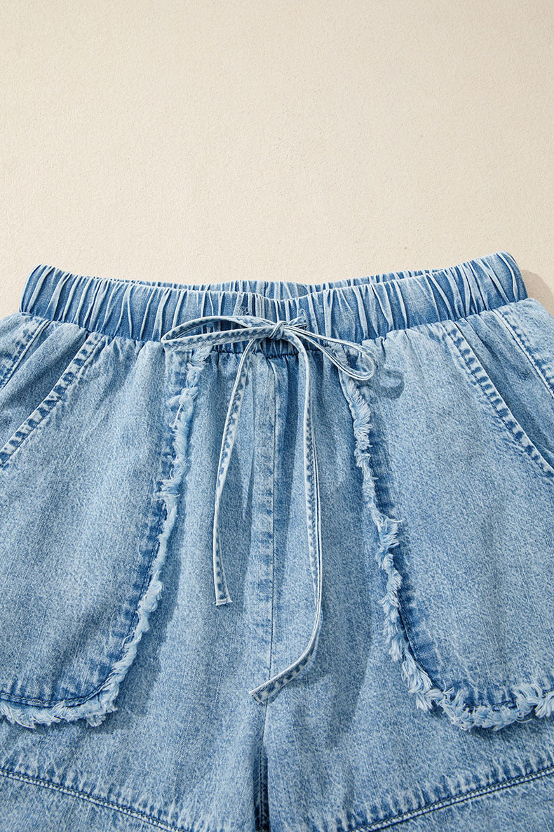 Myosotis Frayed Edge Casual Denim Shorts