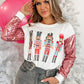 Christmas Sequined Sleeves Crew Neck Printed Sweatshirt