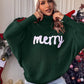 Turtle Neck Batwing Sleeve Merry Christmas Sweater