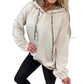 Elastic Cuffs Leopard Contrast Drawstring Hoodie