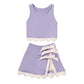 Custom Text Logo Girls' Sleeveless Top and Skirt Two-Piece Set