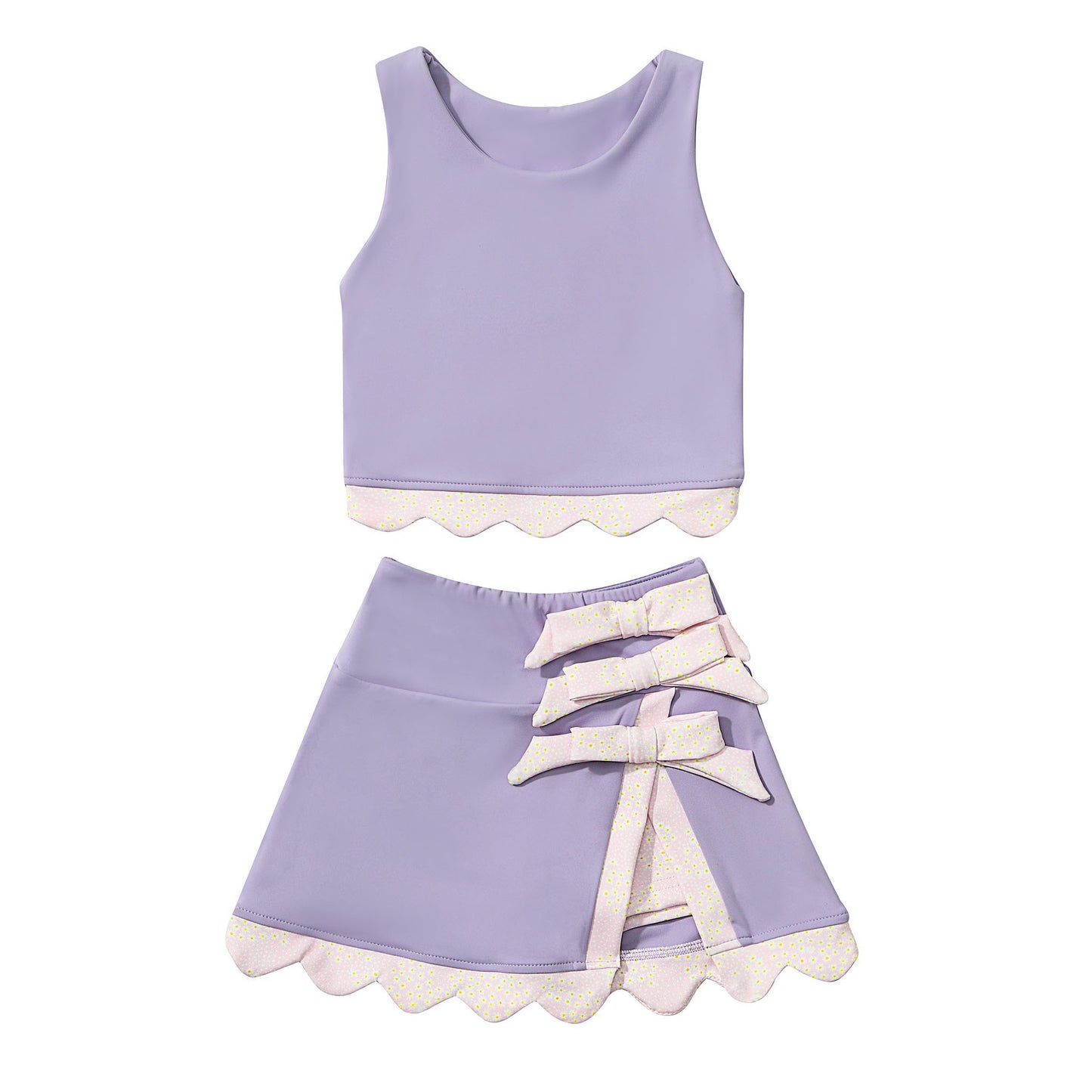 Custom Text Logo Girls' Sleeveless Top and Skirt Two-Piece Set