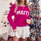 Merry Festive Knit Sweater  Casual Holiday Crewneck Pullover Top