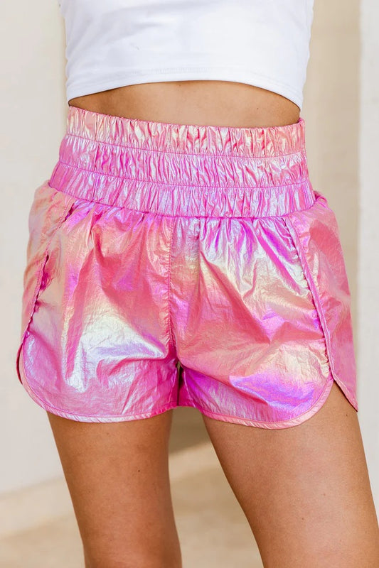 High Waist Elastic Waist Shorts