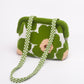 Striped Knit Cloud Frame Clutch Crossbody Bag