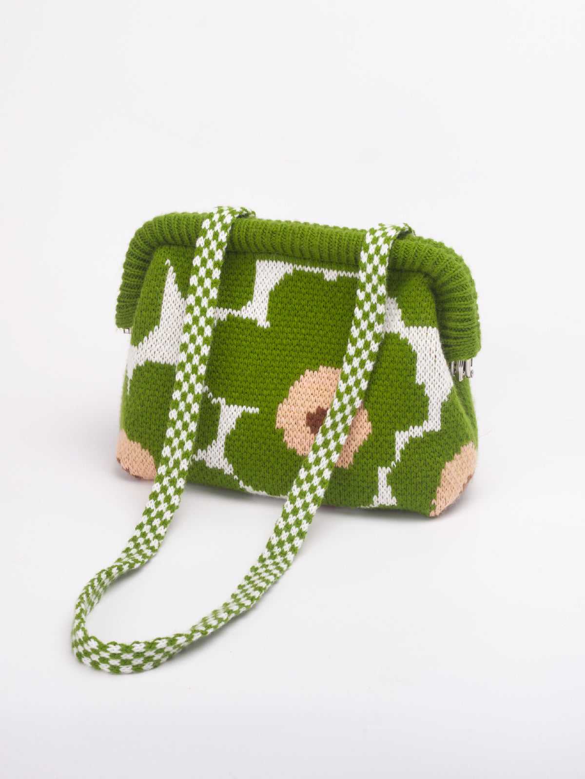 Striped Knit Cloud Frame Clutch Crossbody Bag
