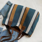 Canvas Striped Convertible Tote Bag