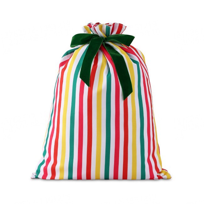 Striped Festive Drawstring Christmas Gift Sack