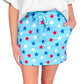 Sky Blue Patriotic Star Printed Beaded Drawstring Mini Skort