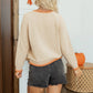 Parchment Floral Embroidery Pumpkin Long Sleeve Round Neck Sweater
