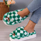 Checkerboard furry slippers