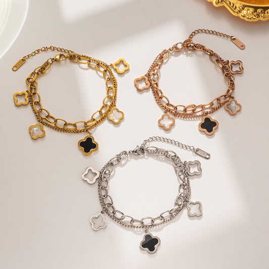 Clover Double Chain Bracelet
