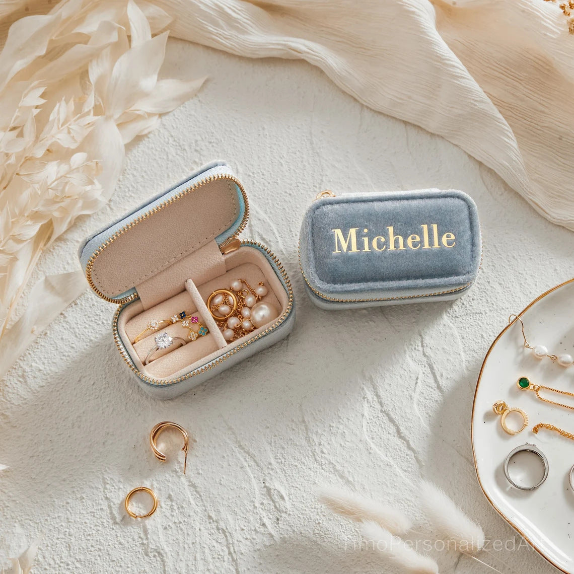 Custom Name Mini Velvet Jewelry Case