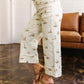 Beige Stylish Mallard Printed Cuffed Hem Shift Jeans