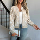 Women's Beige Floral Embroidered / Lace Bomber Jacket