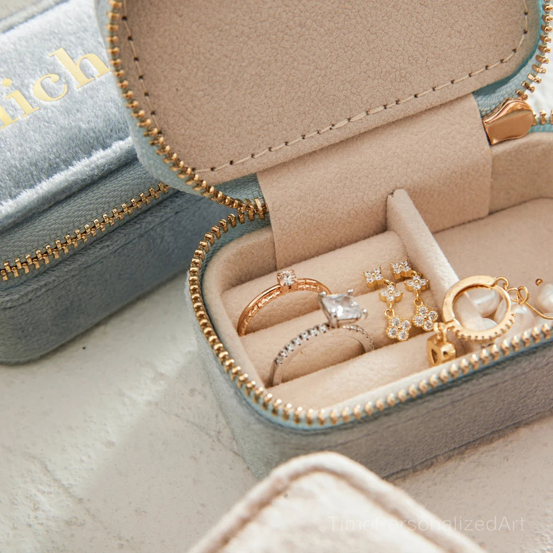 Custom Name Mini Velvet Jewelry Case