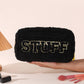 Plush Chenille Embroidered Letter Cosmetic Bag