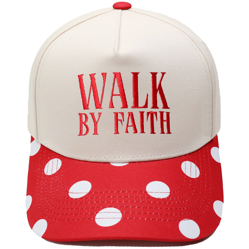 "Walk by Faith" Embroidered Retro Color-Block Trucker Hat